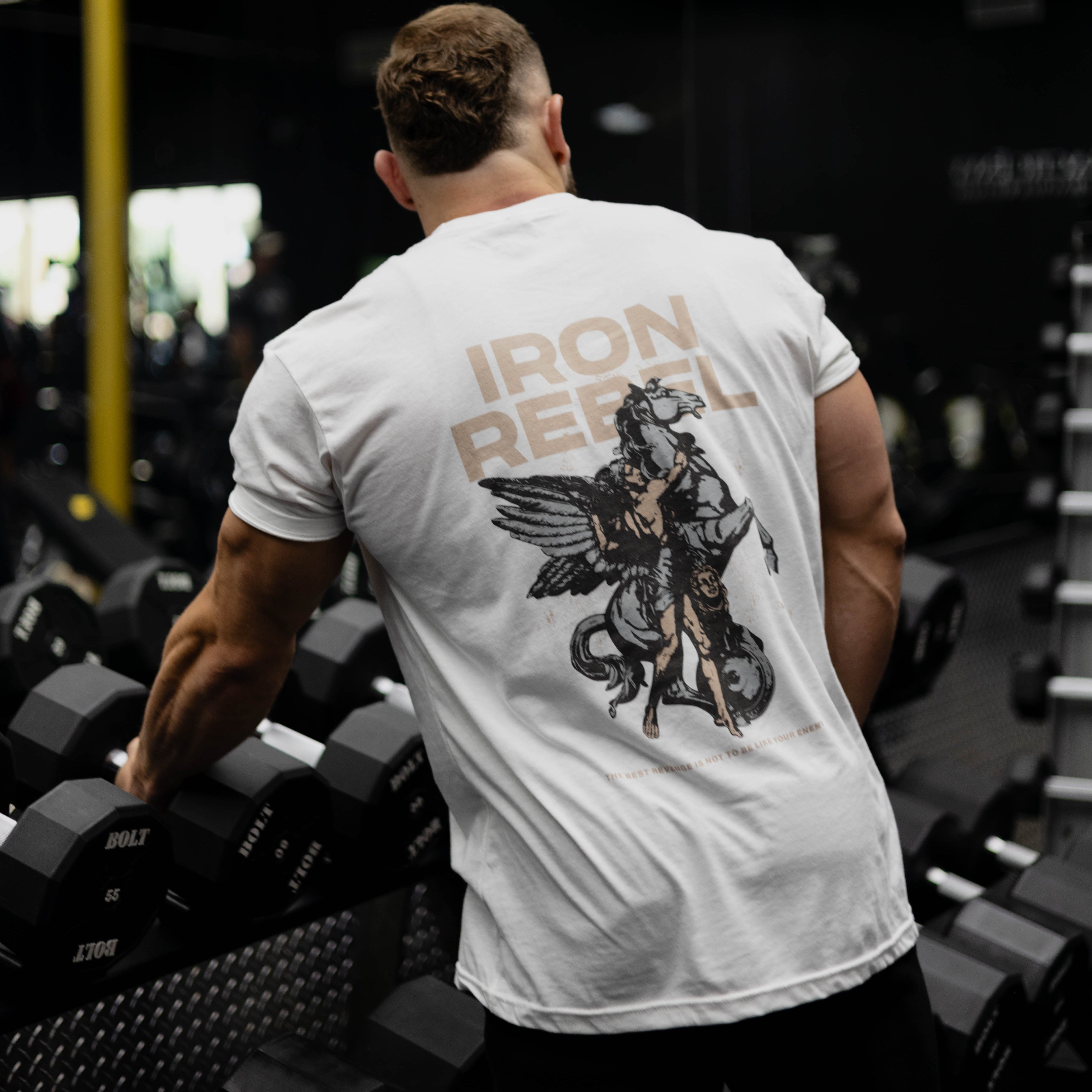 Pegasus Tee (White) Premium Fitted Gym T-Shirt