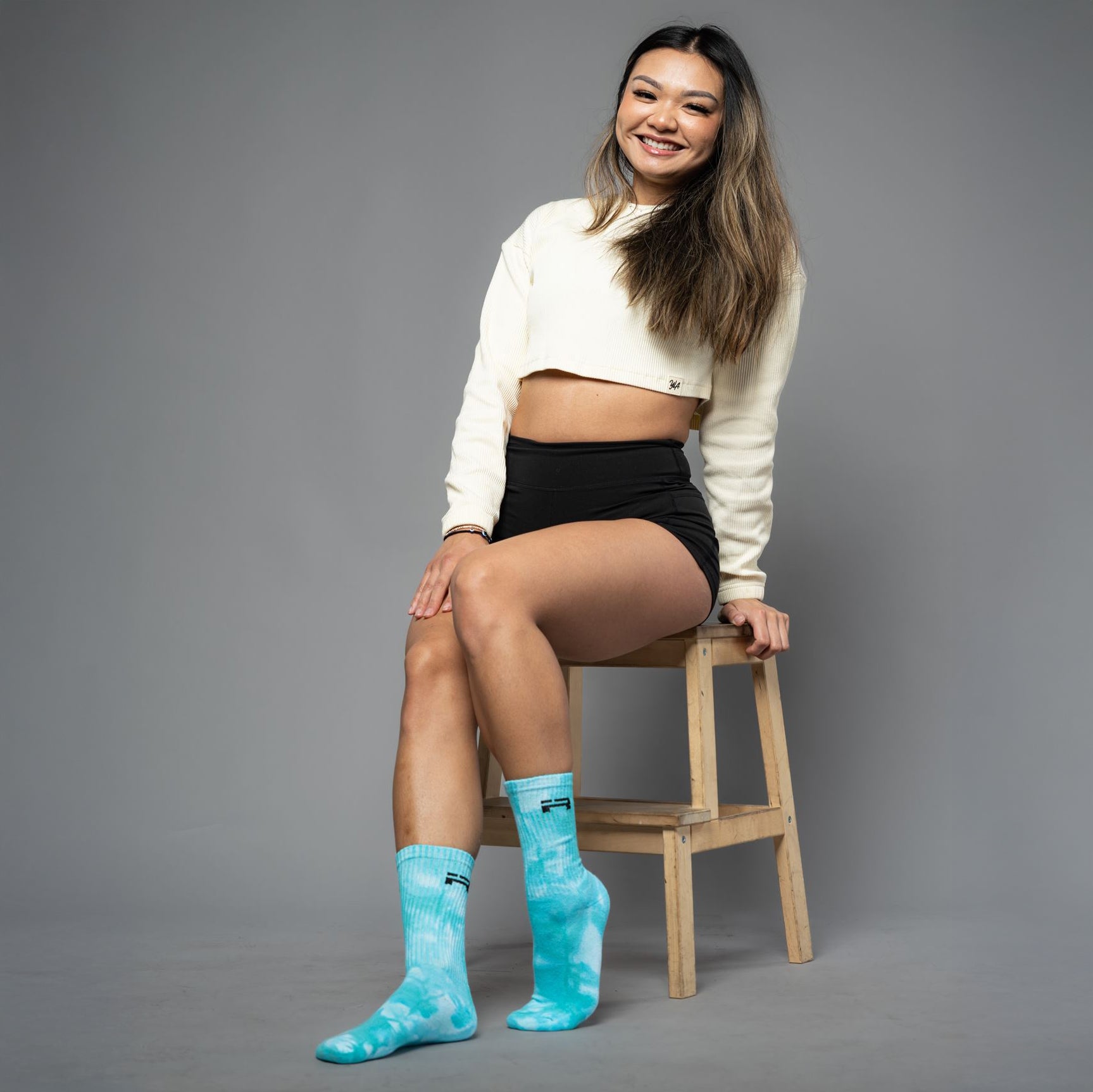 IR Logo Crew Socks (Teal Tie-Dye)