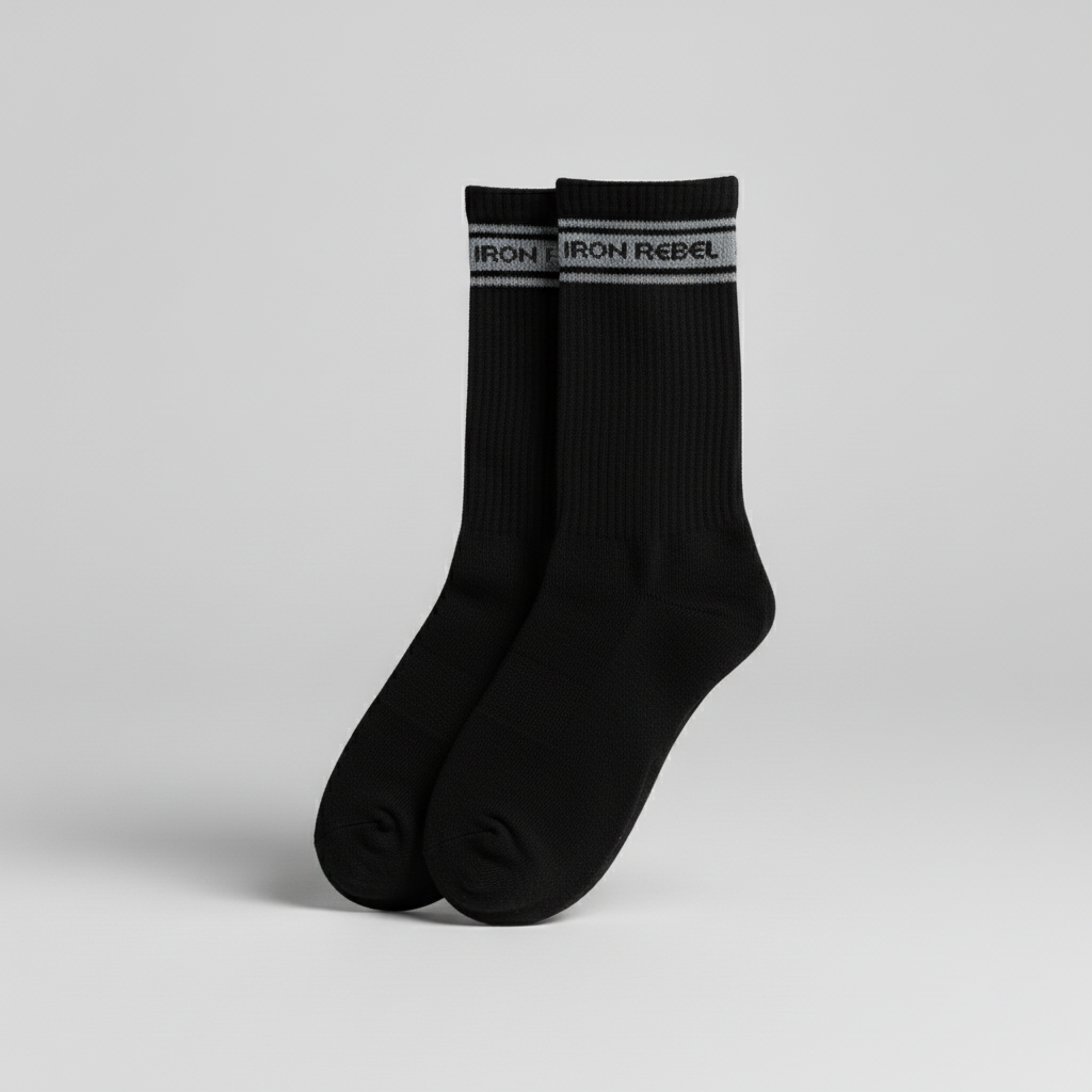 Iron Rebel Stripe Crew Socks (Black)