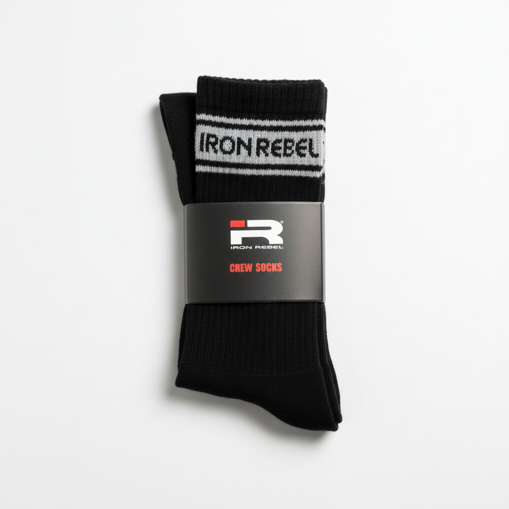 Iron Rebel Stripe Crew Socks (Black)